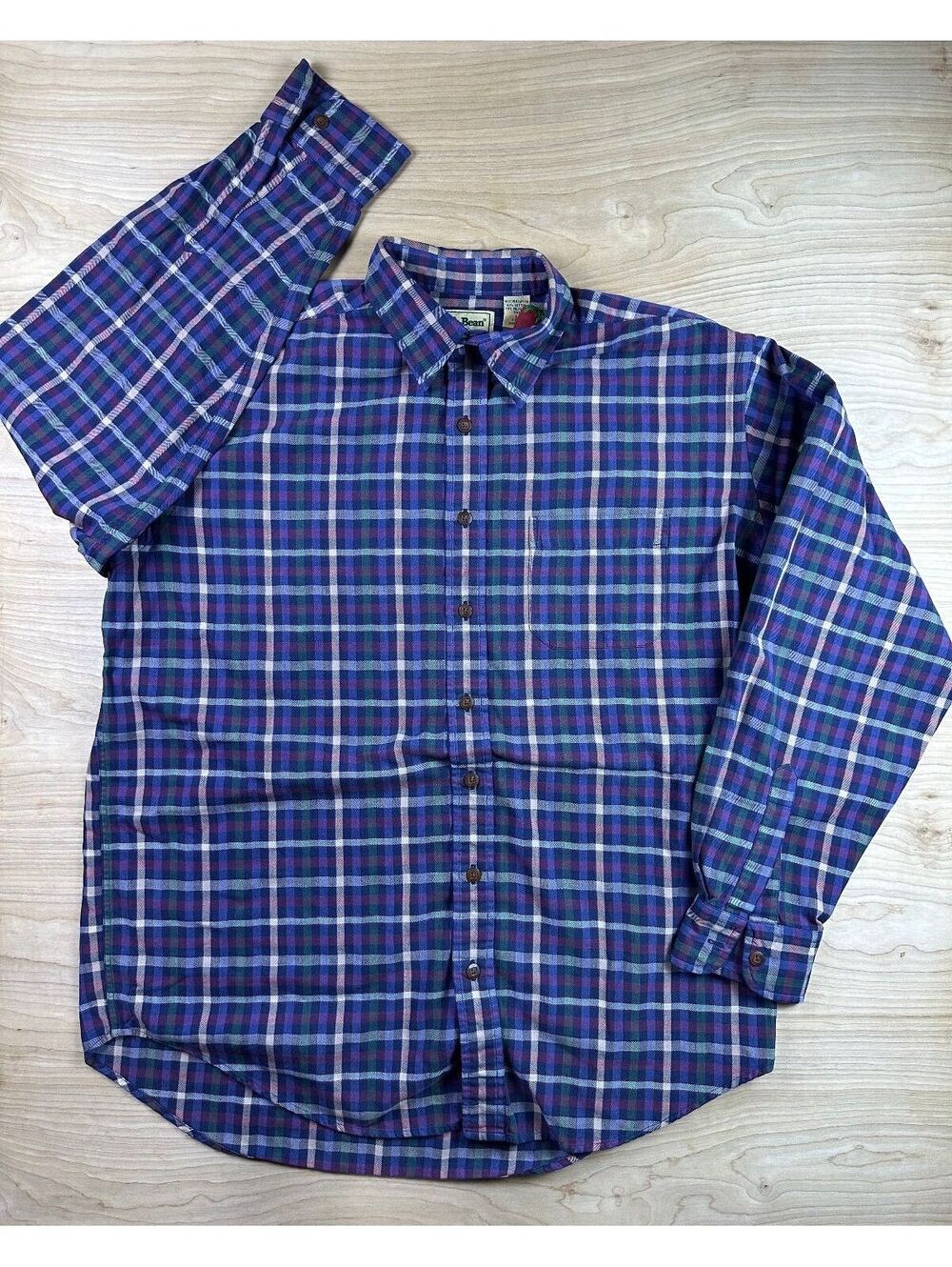 Vintage 90s LL Bean flannel button up shirt plaid workwear gorp outdoor large